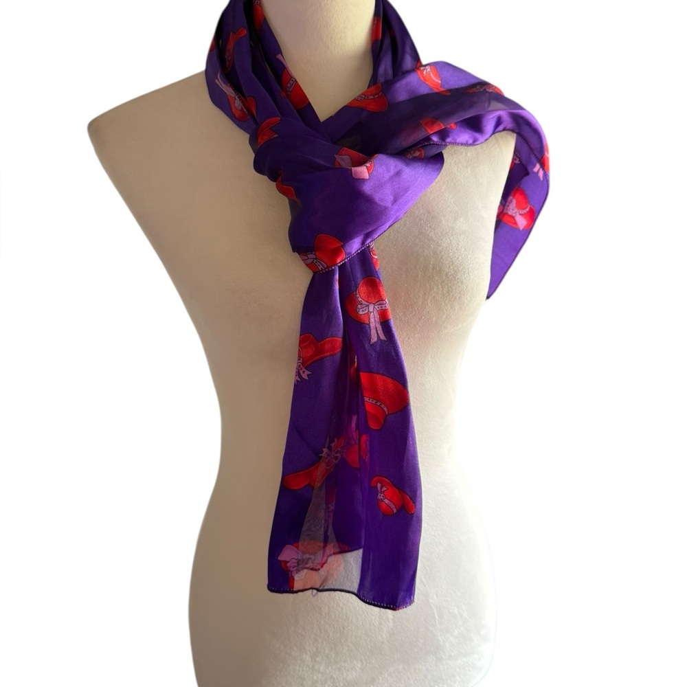Red Hat Society Purple Women's Scarf with Red Hat Motif